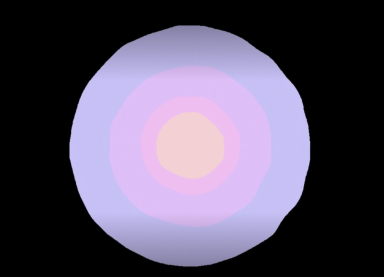 A series of concentric circles in pastel pinks and purples.